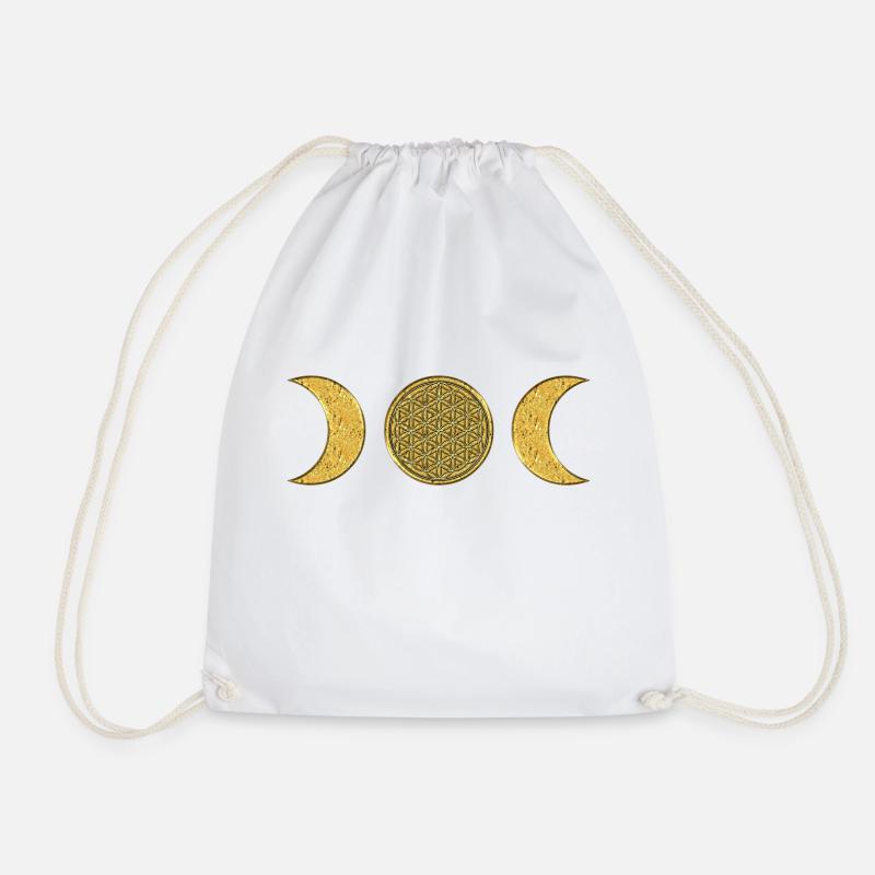 Mond - Blume des Lebens - gold - Turnbeutel - Weiß