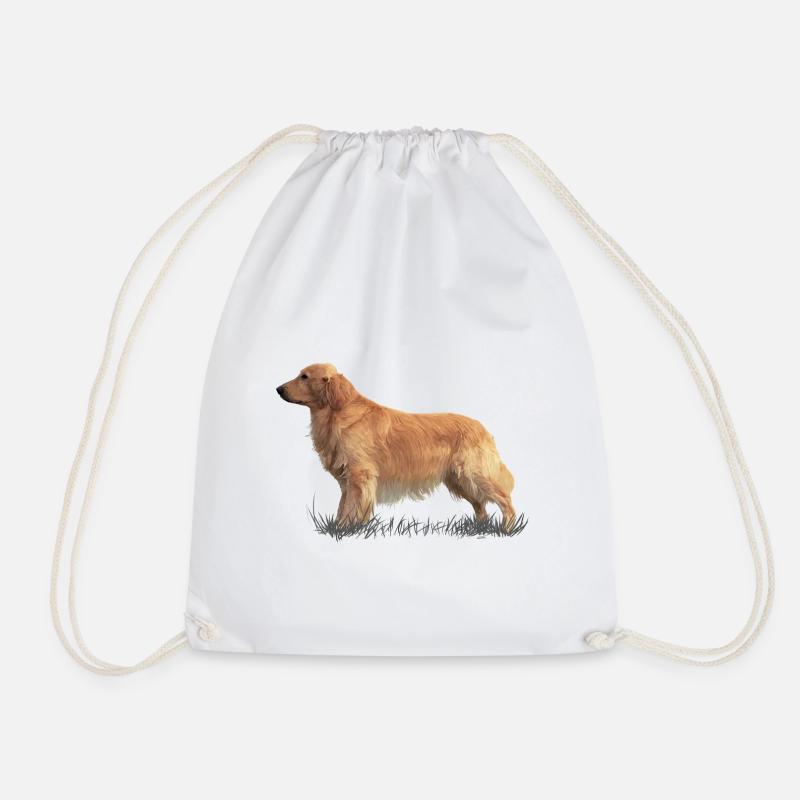 Golden retriever - Drawstring Bag - white
