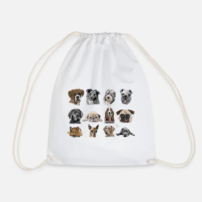 Dogs - Drawstring Bag - white