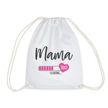 Mama Loading 2023 Heart Girl Pink Expectant Mom - Drawstring Bag - white - Front