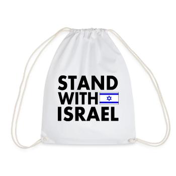 stand with israel - Drawstring Bag - white - Front
