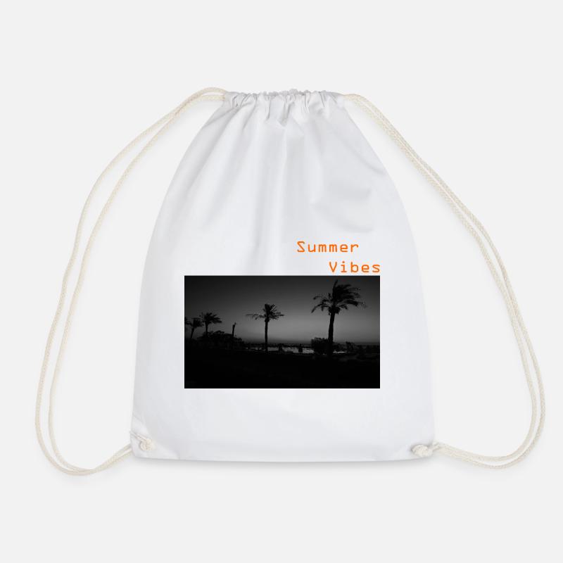 Summer vibes, palm trees, summer, vacation, fun, saying - Drawstring Bag - white