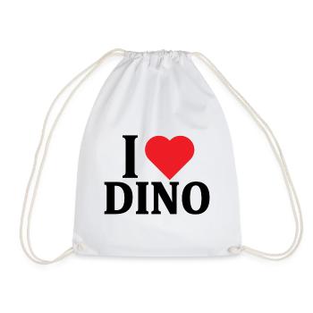 T-shirt I love Dino t-shirt gift idea - Drawstring Bag - white - Front