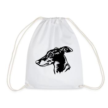 Greyhound Head - Drawstring Bag - white - Front