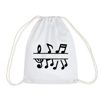 Notes de musique avec bannière de texte de clé musicale - Sac de sport léger - blanc - Devant
