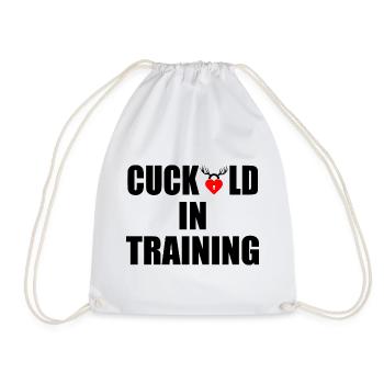 cuckold in training - Drawstring Bag - white - Front