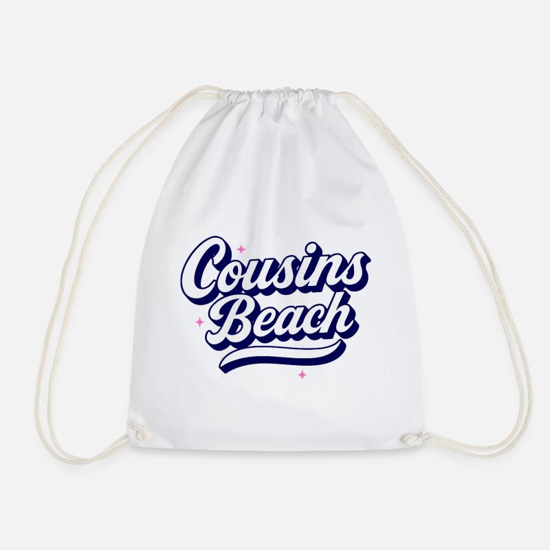 Cousins Beach – Retro Script Design - Turnbeutel - Weiß