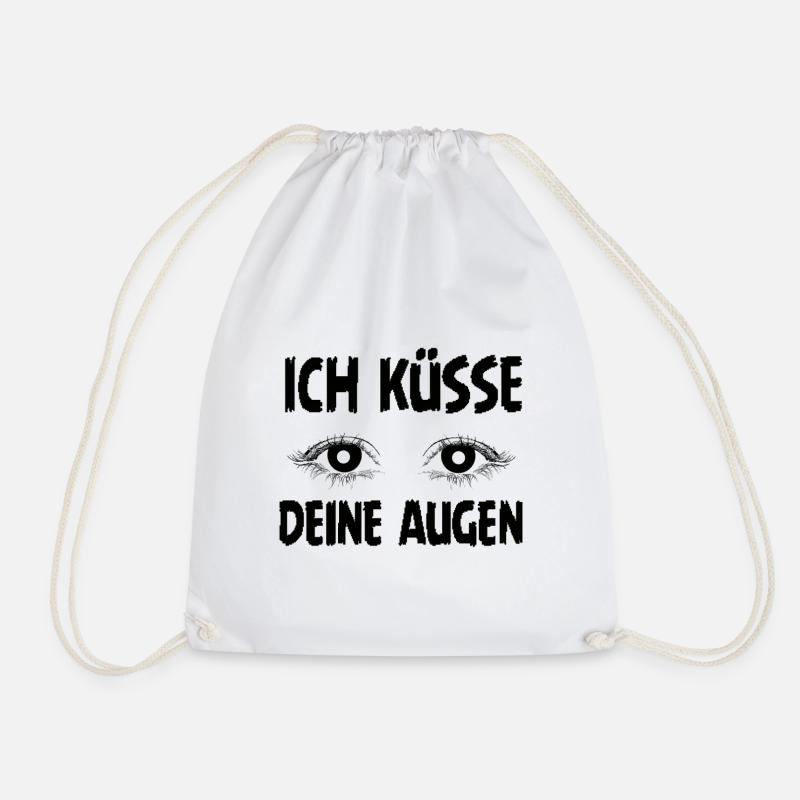 Ich küsse deine Augen – Romantisches Statement - Turnbeutel - Weiß