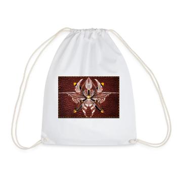Firewing Mandala on Leather Look - Drawstring Bag - white - Front
