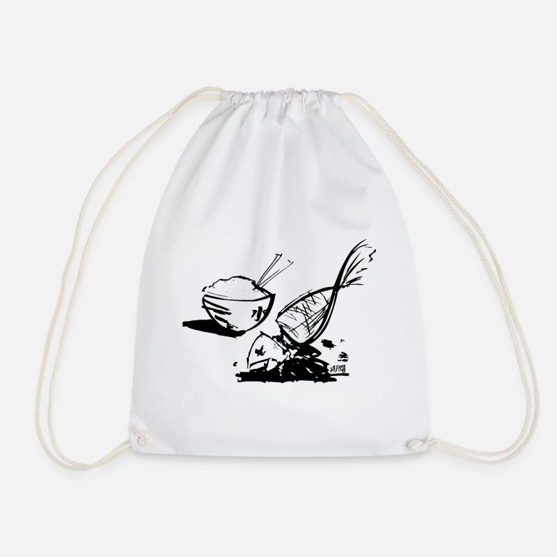 Fish and rice - Drawstring Bag - white
