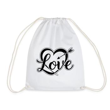 Heart love valentine's day - Drawstring Bag - white - Front