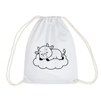 Sleeping Cow Cloud Dream Baby - Drawstring Bag - white - Front