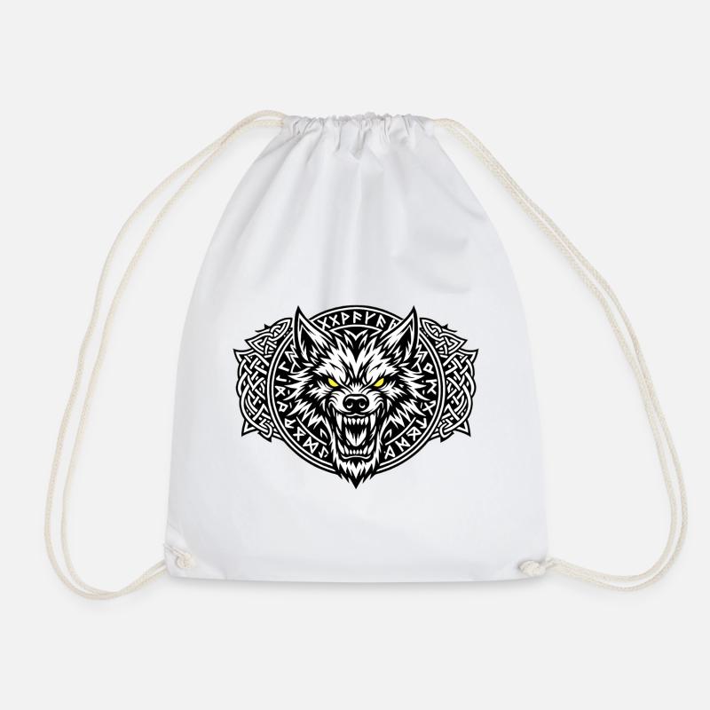 Fenrir Wolf Viking - Drawstring Bag - white