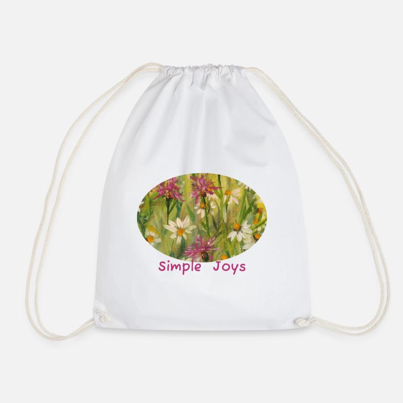 Simple Joys – Wildblumen-Gänseblümchen-Ellipse - Turnbeutel - Weiß