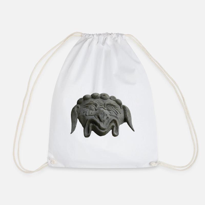 Masque de pierre souriant - Sac de sport léger - blanc