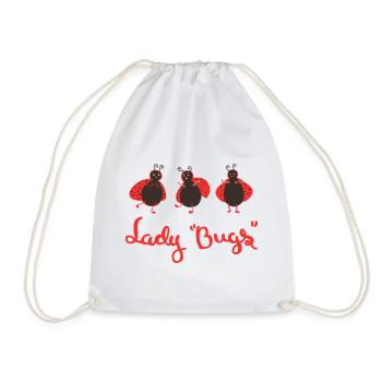 Trio de coccinelles dansantes – Dessin animé mignon - Sac de sport léger - blanc - Devant