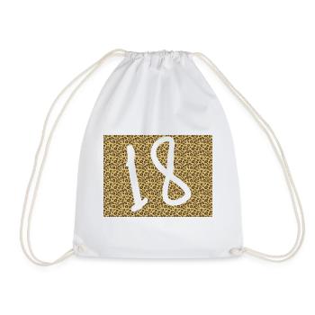 Leopard Pattern with Large Ampersand - Drawstring Bag - white - Front