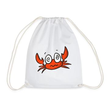 Red crab cartoon with big eyes - Drawstring Bag - white - Front