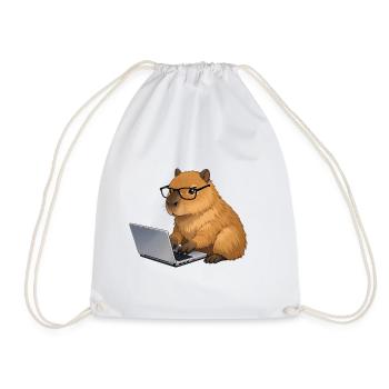 Capybara sur l’ordinateur portable - Sac de sport léger - blanc - Devant