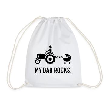 My Dad Rocks! (Trecker & Kinderwagen / Black) - Turnbeutel - Weiß - Vorne