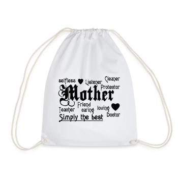 Mother - simply the Best - Drawstring Bag - white - Front