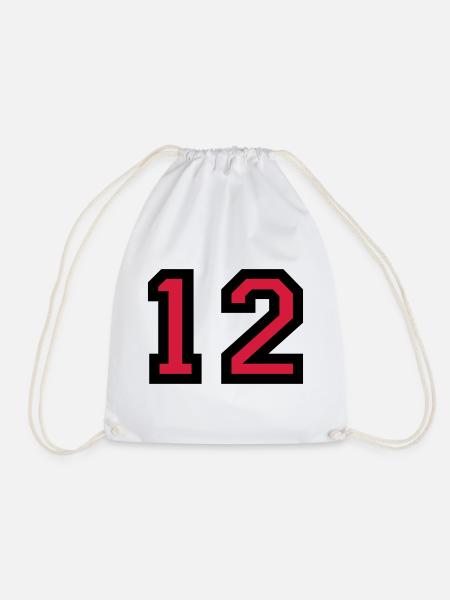 The number 12 - number twelve - Drawstring Bag - white