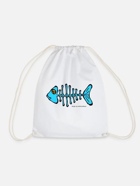 Fish bone - Drawstring Bag - white
