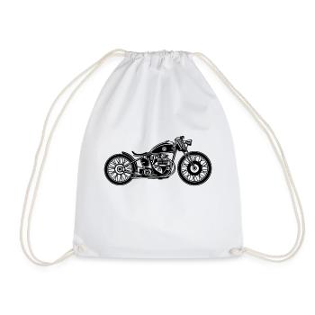 Chopper / Bobber motorcycle 09_black - Drawstring Bag - white - Front