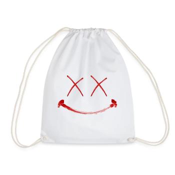 Laughing face red - Drawstring Bag - white - Front