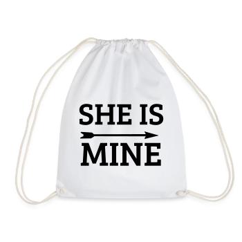 she is mine - Drawstring Bag - white - Front