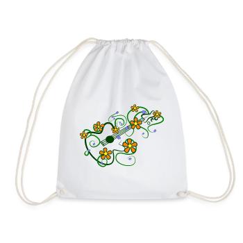 Motif floral avec guitare et vrilles entrelacées - Sac de sport léger - blanc - Devant