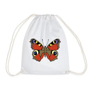 Day Peacock Butterfly - Drawstring Bag - white - Front