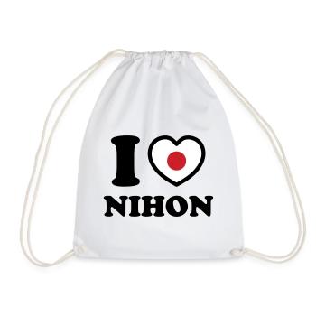 I HEART [LOVE] NIHON - Drawstring Bag - white - Front