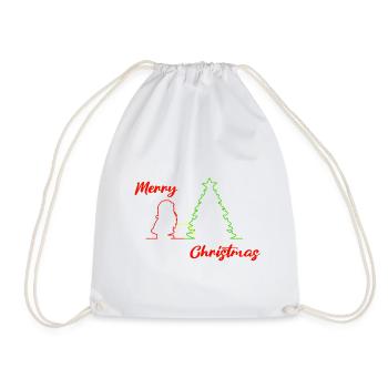 Santa peeing, Merry Christmas, Christmas, colorful - Drawstring Bag - white - Front