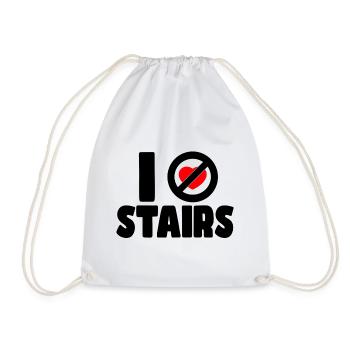 I hate stairs. Humor for wheelchair users * - Drawstring Bag - white - Front