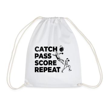 Catch, Pass, Score, Repeat - Drawstring Bag - white - Front