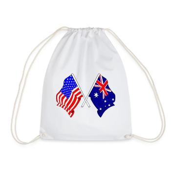 Flag of the United States USA and Flag Australia - Drawstring Bag - white - Front