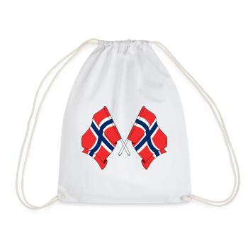 Two flags Norway - Drawstring Bag - white - Front