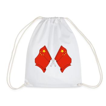 Two flags China - Drawstring Bag - white - Front