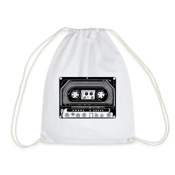 Cassette audio design rétro noir - Sac de sport léger - blanc - Devant
