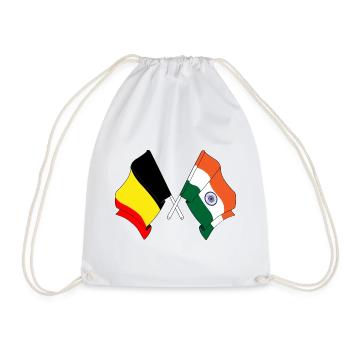Flag Belgium, flag India - Drawstring Bag - white - Front