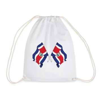 Two flags Costa rica - Drawstring Bag - white - Front