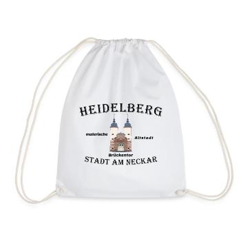 Heidelberg Bridge Gate, drawing, Germany - Drawstring Bag - white - Front