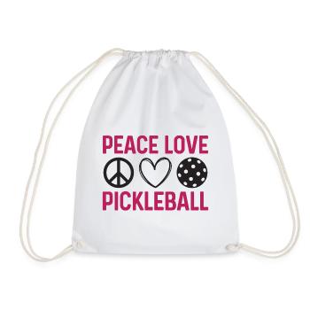 Peace Love Pickleball - Drawstring Bag - white - Front