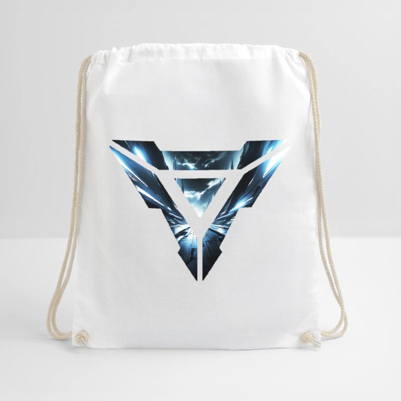 Futuristic Cyber Realm Triangular Design Drawstring Bag