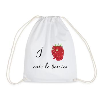 J'adore les chats et les baies - Sac de sport léger - blanc - Devant