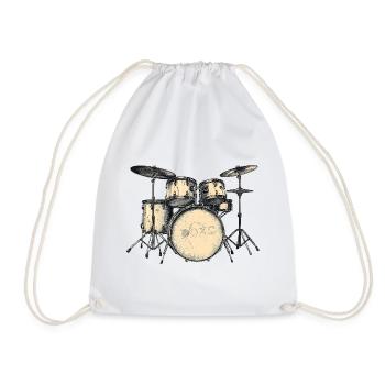 Rocking drum design for music lovers - Drawstring Bag - white - Front
