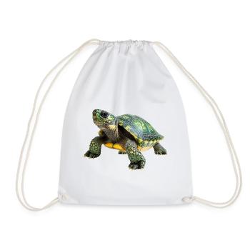 Detailreiche Schildkrötenillustration auf Kleidung - Turnbeutel - Weiß - Vorne