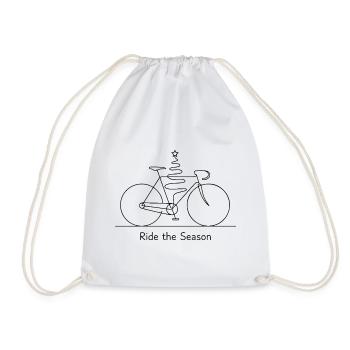 Seasonal Bicycle Line Art - Drawstring Bag - white - Front