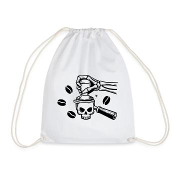 Café jusqu’à la mort : conception du crâne de barista - Sac de sport léger - blanc - Devant